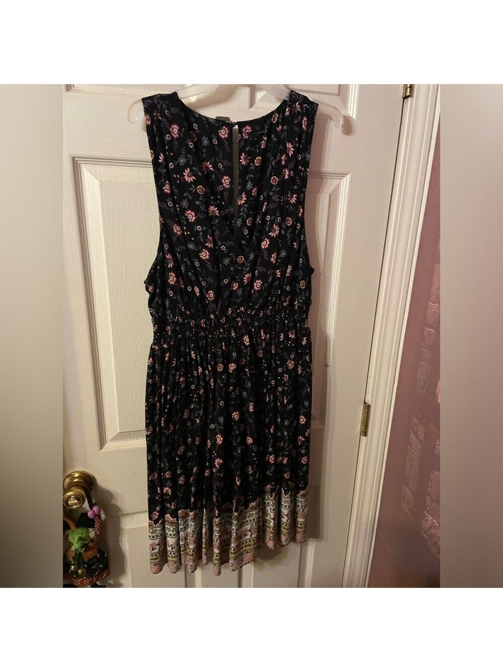 Torrid Floral Sleeveless Elastic Waist Fit & Flare Swing Dress Boho Black 2 - Picture 1 of 4